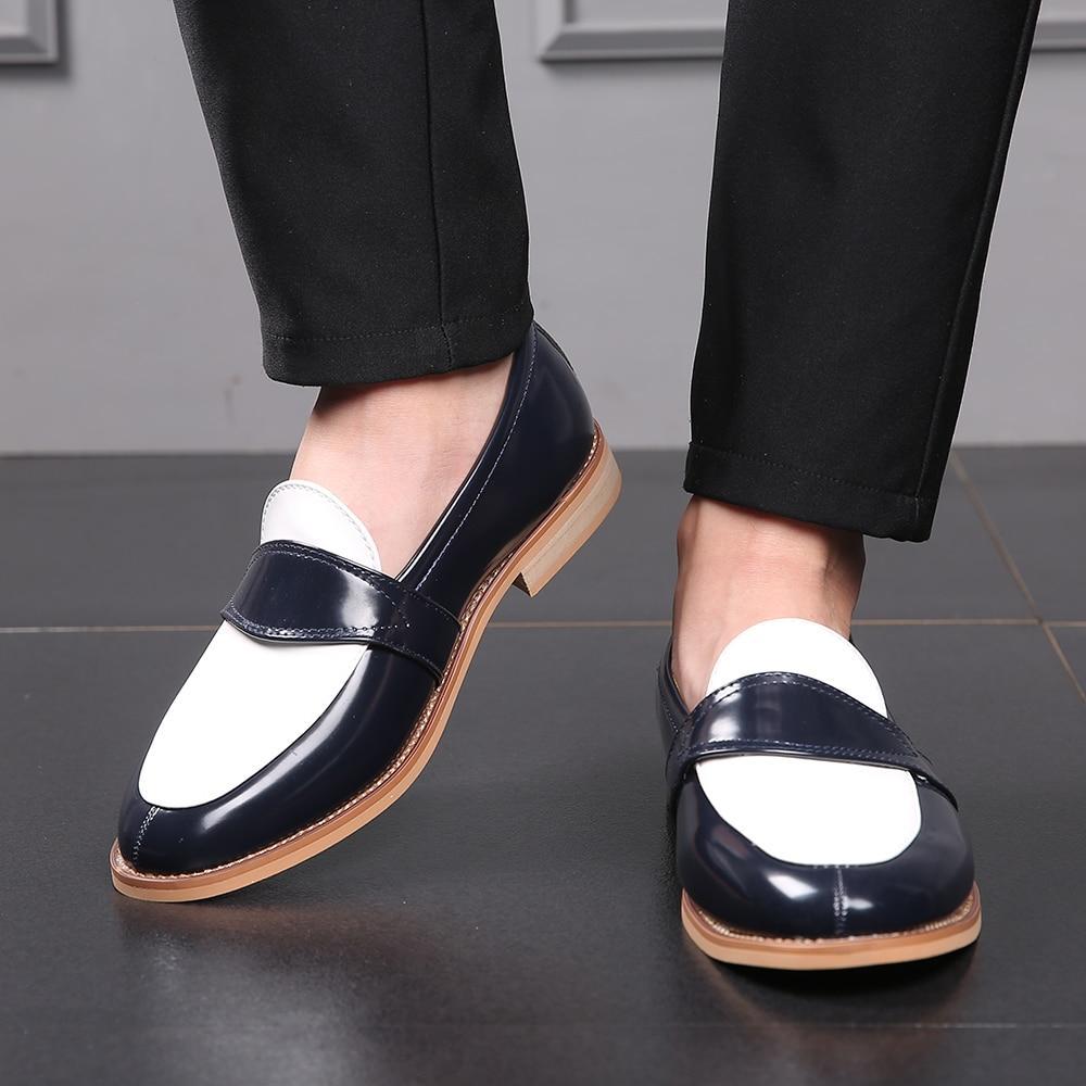 Men Dress Shoes Luxury Leather Slip-on Flat Loafers Formal Shoes