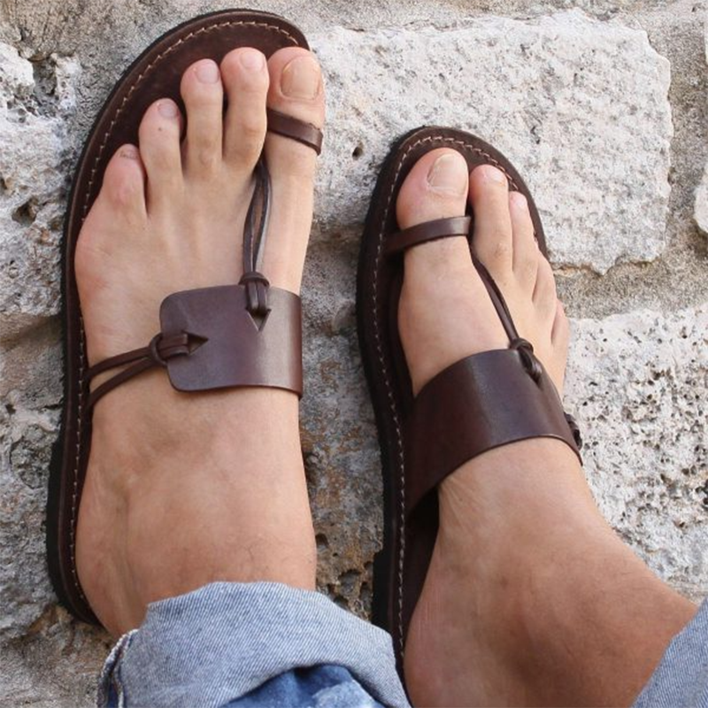 Summer Men's Retro Roman Style Leather Sandals