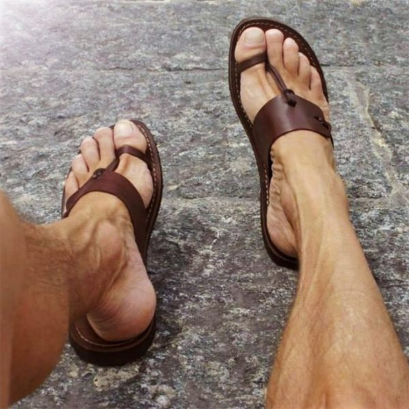 Summer Men's Retro Roman Style Leather Sandals