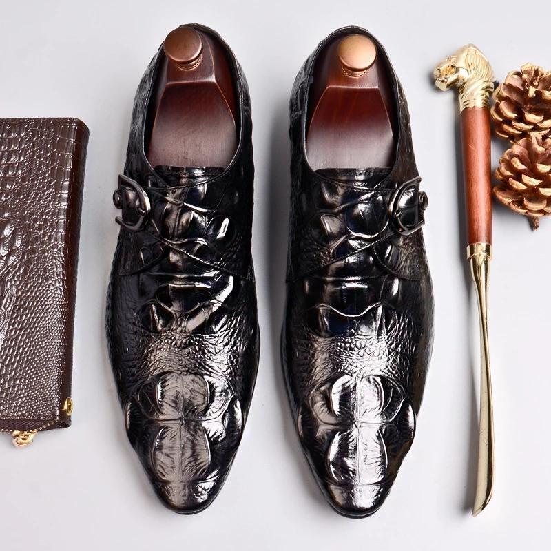 Men's Crocodile Leather Buckle Shoes