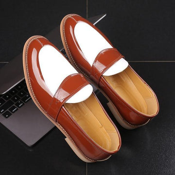 Men Dress Shoes Luxury Leather Slip-on Flat Loafers Formal Shoes