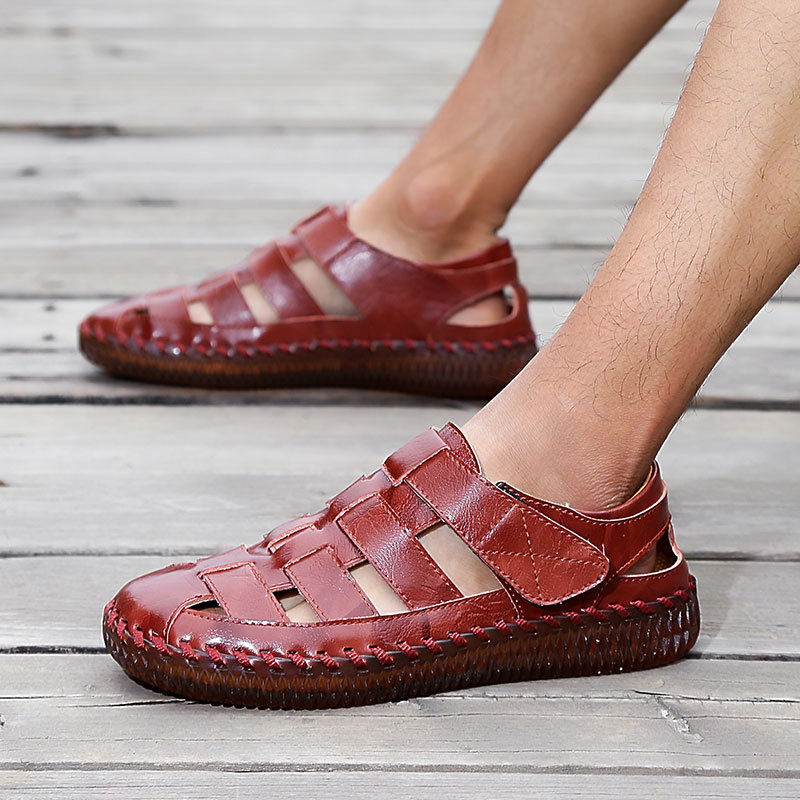 Men's Hand Stitching Outdoor Leather Dress Sandals