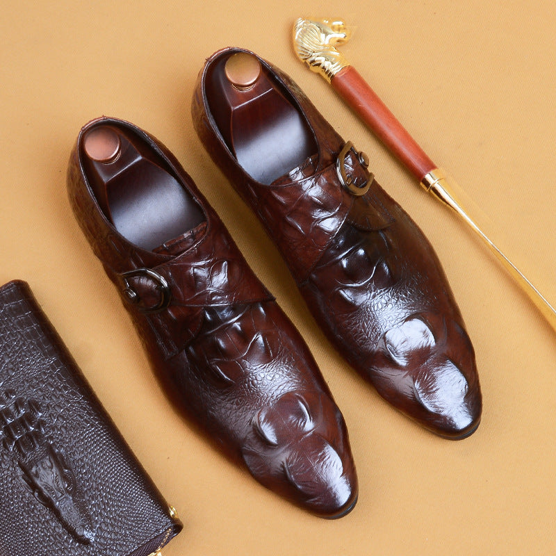 Men's Crocodile Leather Buckle Shoes