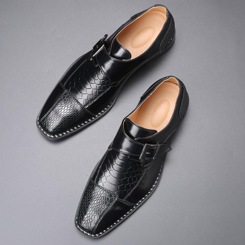 Men's Leather Shoes With Belt Buckle