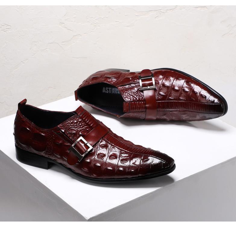 Men's Alligator Grain Hasps Leather Shoes
