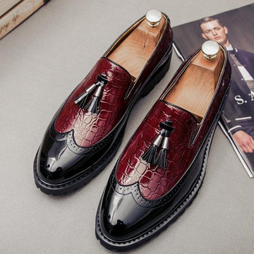 New Brock Color Matching Fringed Leather Shoes