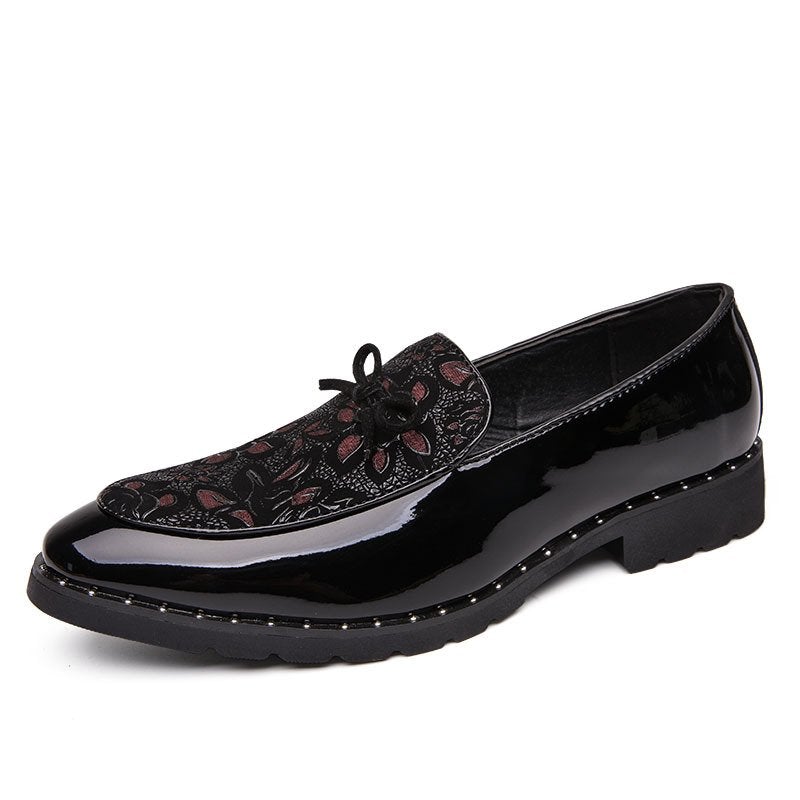 Printed Reflective Shiny Fashion Trendy Men's Leather Shoes