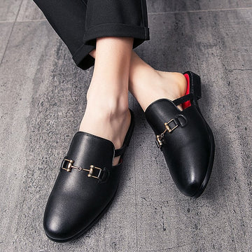 Men's Casual Breathable Semi-drag Leather Shoes