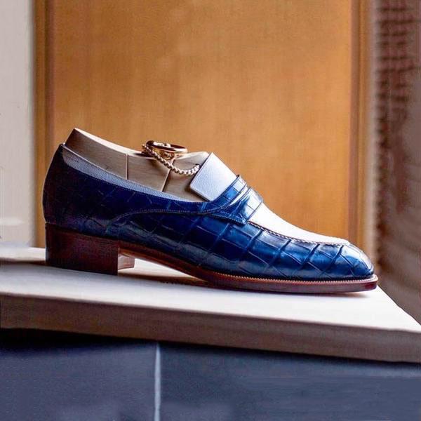 Men's Luxury Handmade Stitching Color-Block Penny Loafers