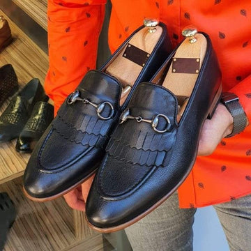 Black Tassels Decorated Men Loafers