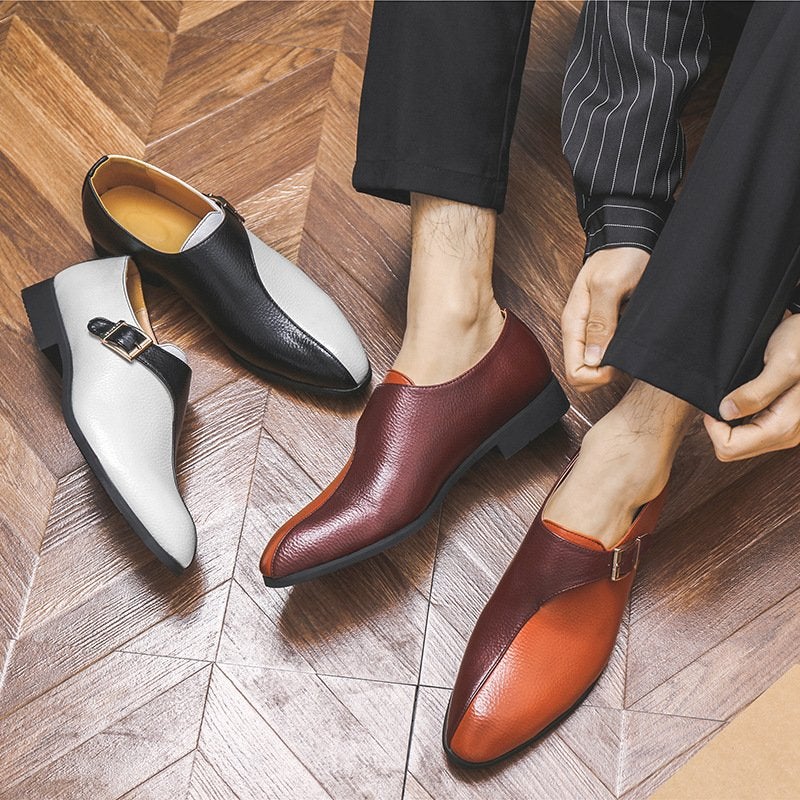 Men's Fashion Monk Shoes Pacthwork Business Dress Shoes