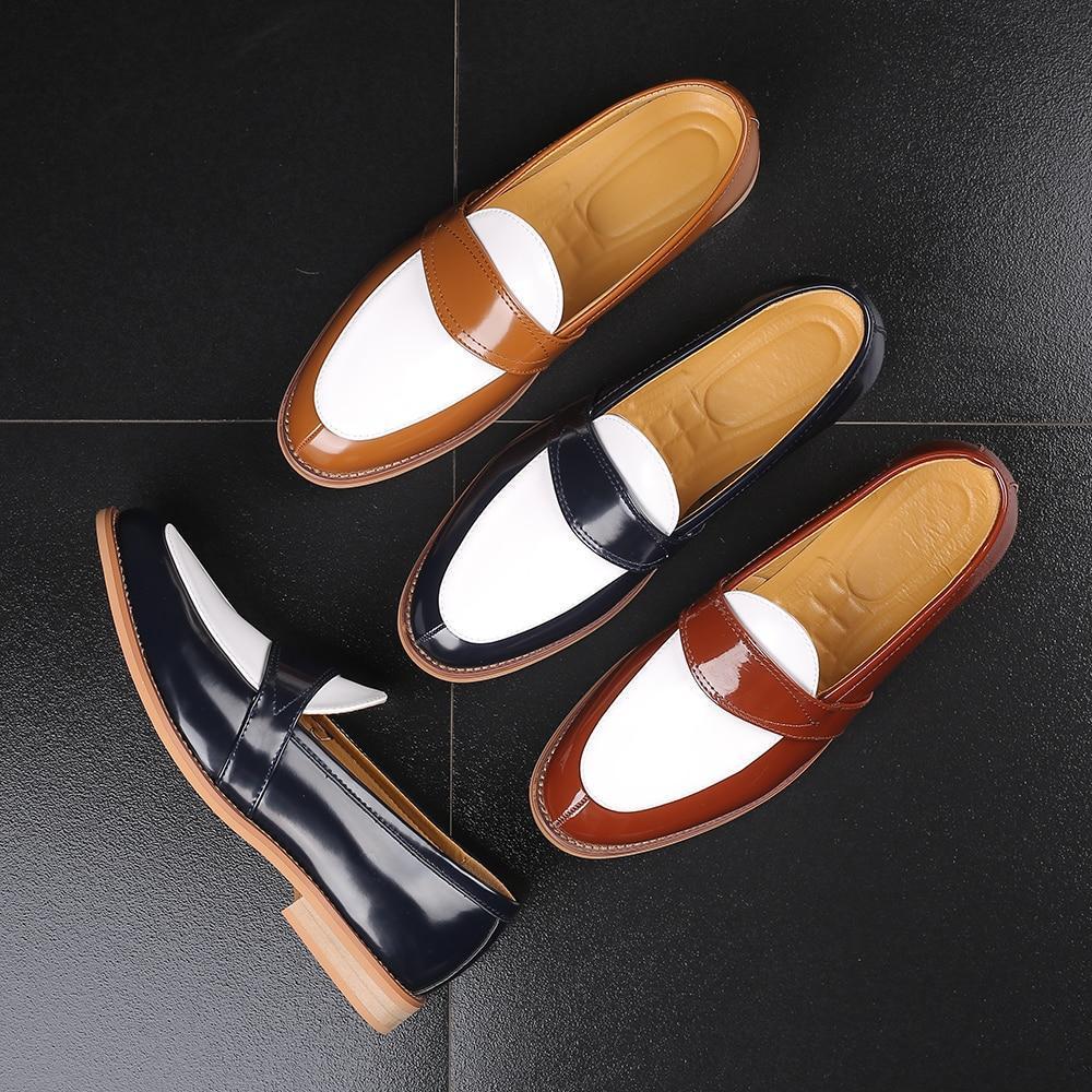 Men Dress Shoes Luxury Leather Slip-on Flat Loafers Formal Shoes