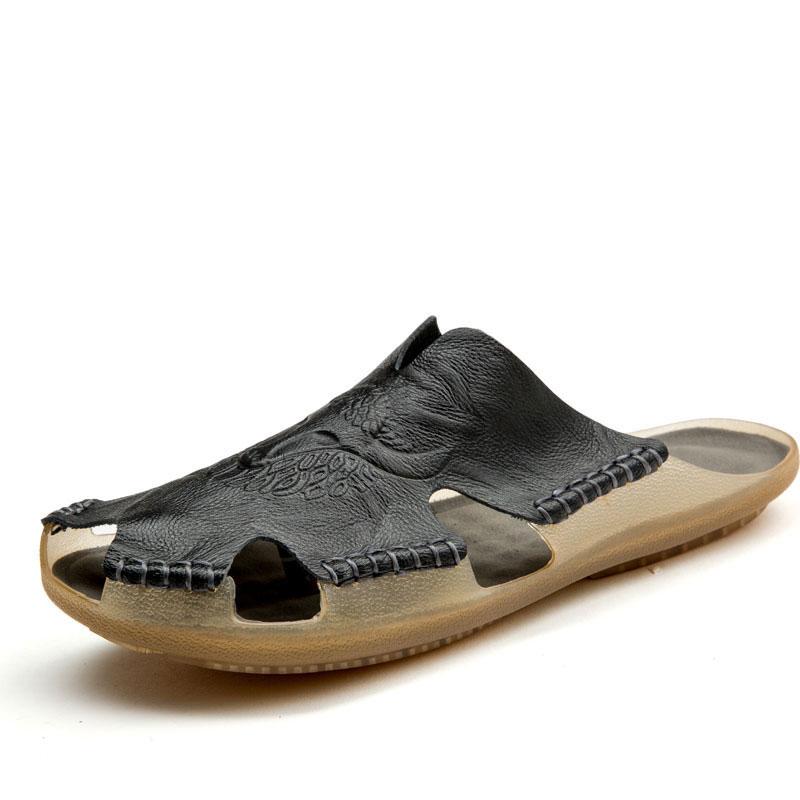 Men's Retro Plus Size Genuine Leather Slippers