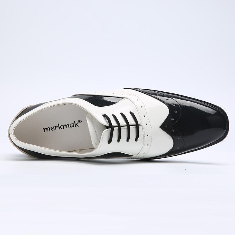 Trend Brogue Shoes Splicing Pointed Toe Flats Leather Formal