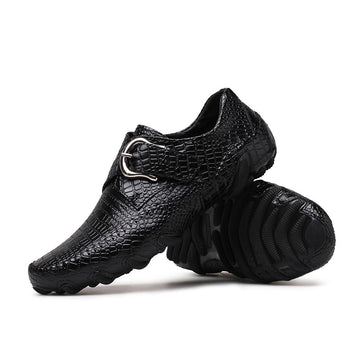 Casual British Crocodile Pattern Breathable Leather Men's Shoes