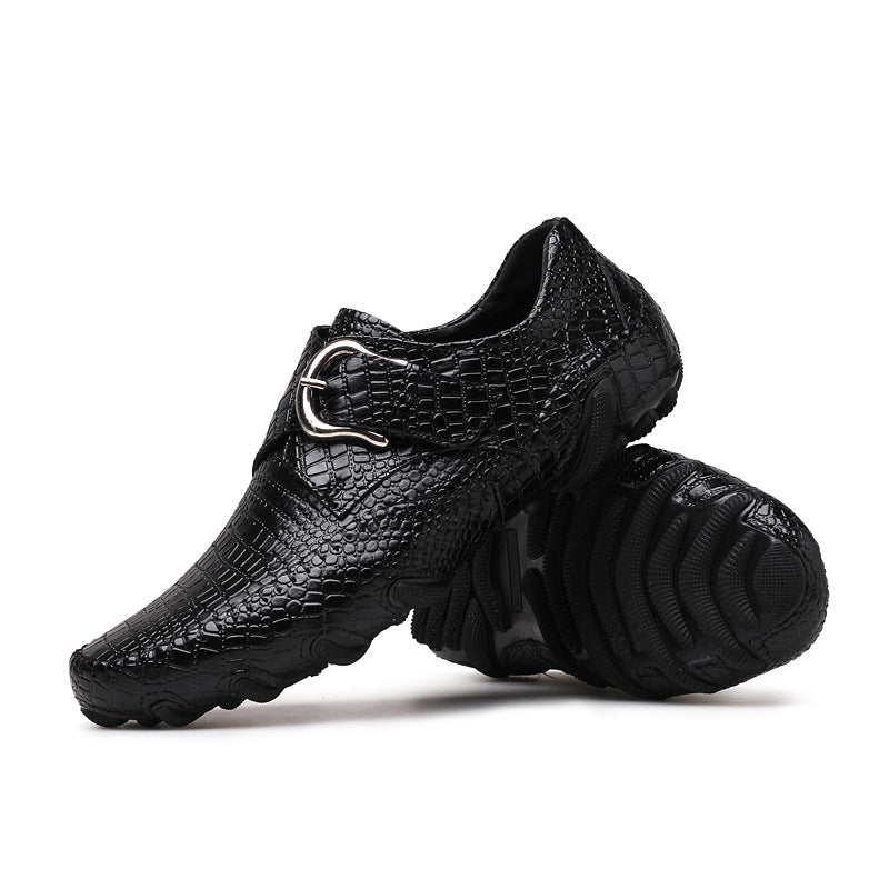 Casual British Crocodile Pattern Breathable Leather Men's Shoes