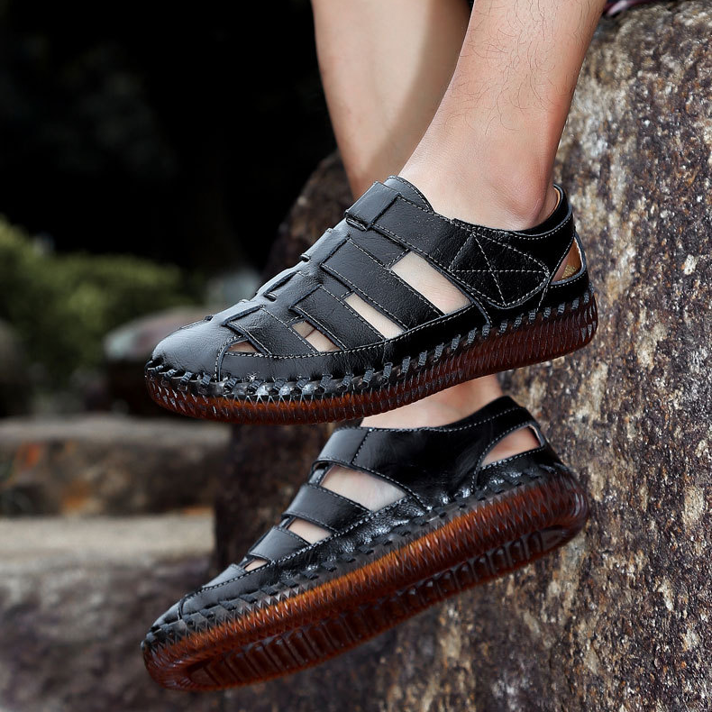 Men's Hand Stitching Outdoor Leather Dress Sandals