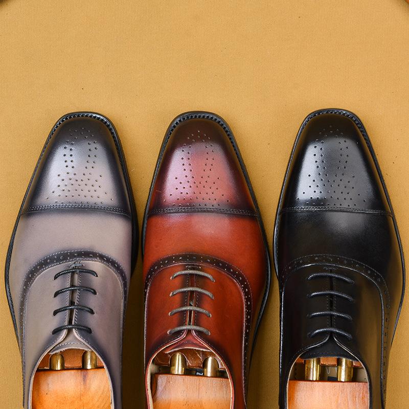 Bullock Square Toe Leather Dress Shoes
