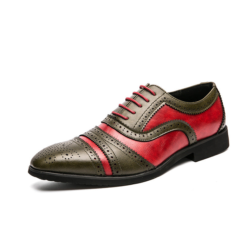 Men's Business Stitching Color Leather Shoes