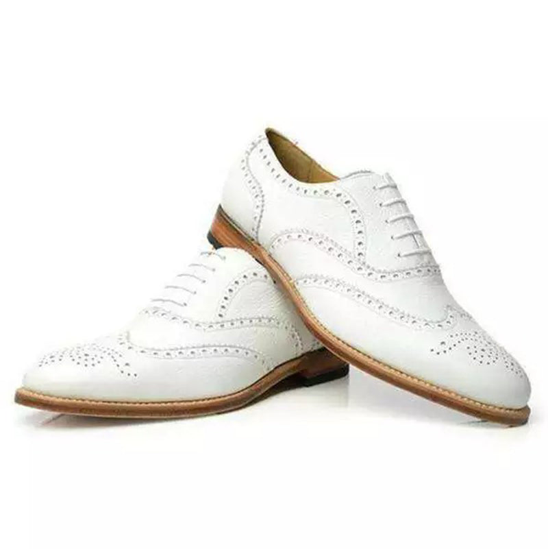 White Leather Wedding Custom Made Leather Oxford Shoes for Men