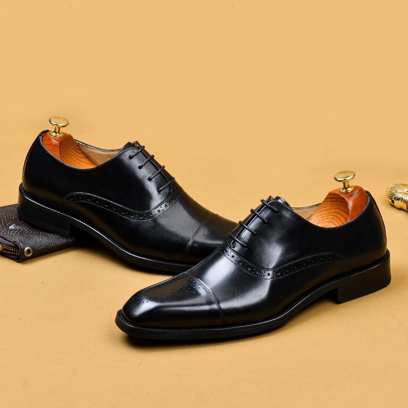 Bullock Square Toe Leather Dress Shoes