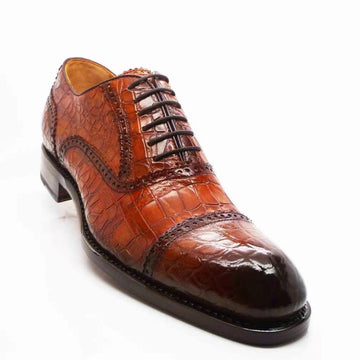 Low-cut Crocodile Print Brogues Shoes