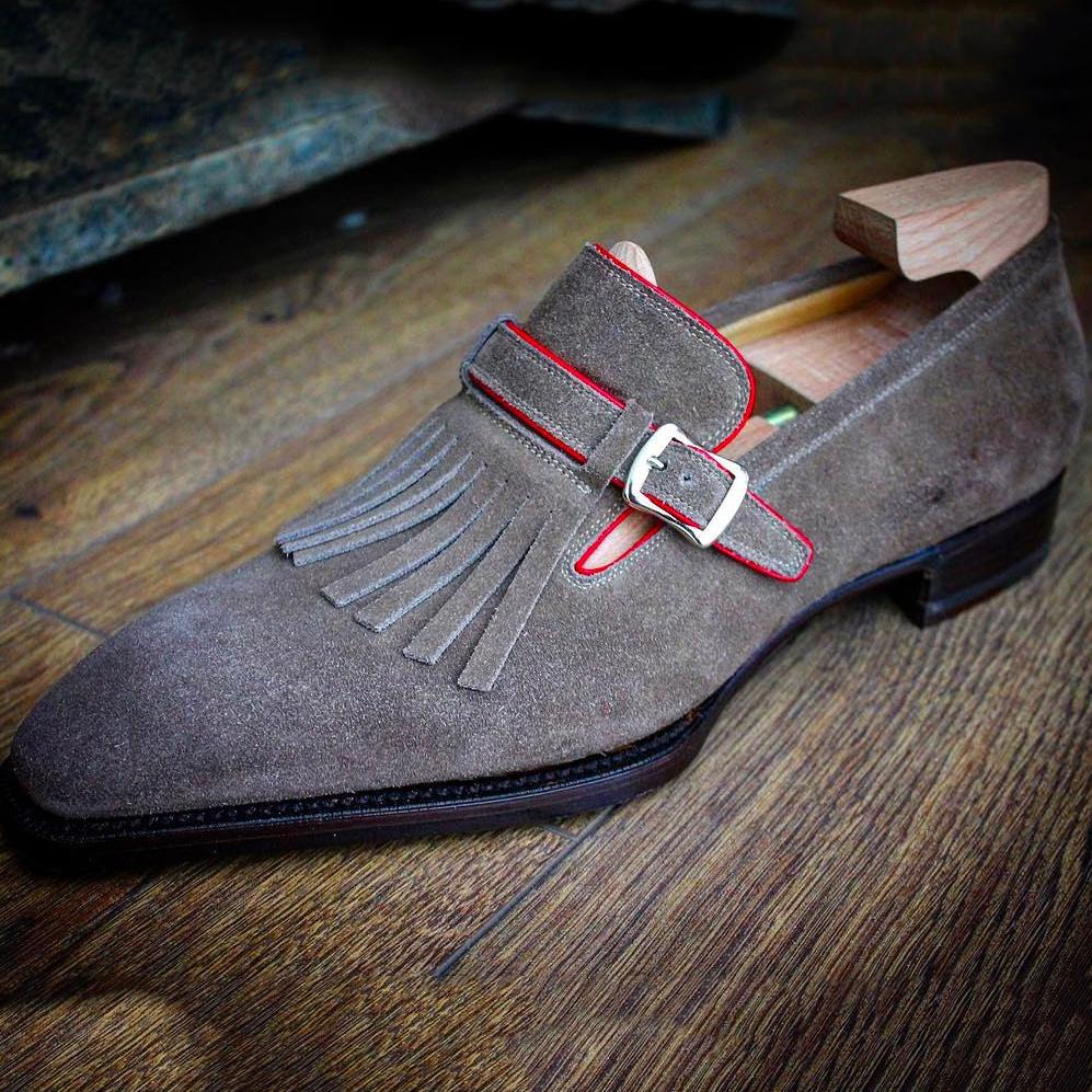 Suede Tessel Buckle Dress Shoes