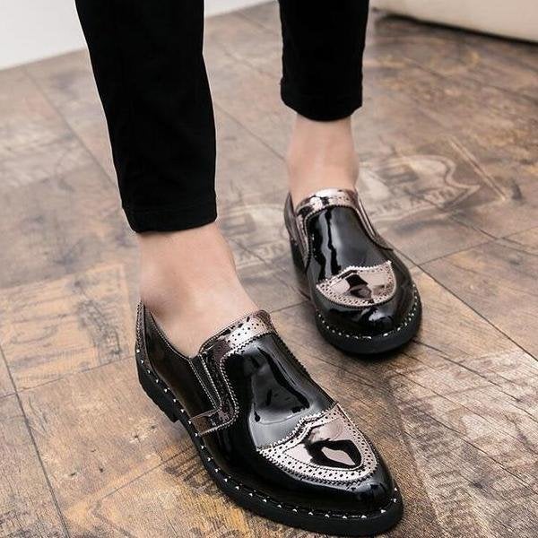 Formal Wedding Men Loafers Patchwork Round Toe