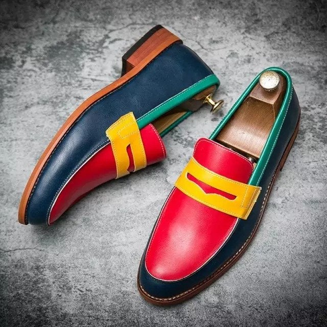 Color Mask Classic Fashion Handmade Male Loafers