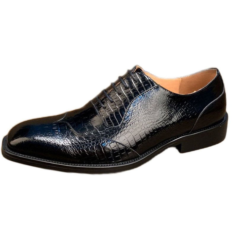Retro Crocodile Pattern Formal Leather Business Style Men Shoes