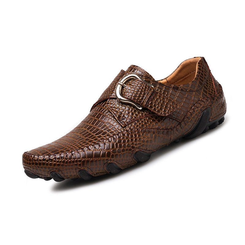 Casual British Crocodile Pattern Breathable Leather Men's Shoes