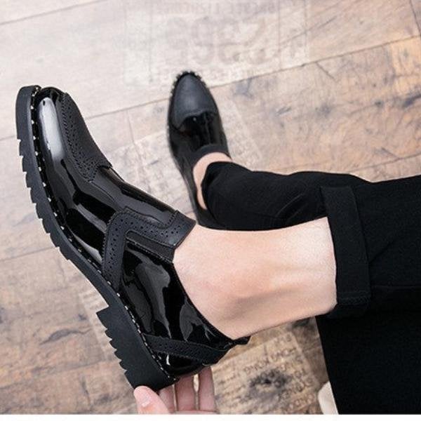 Formal Wedding Men Loafers Patchwork Round Toe
