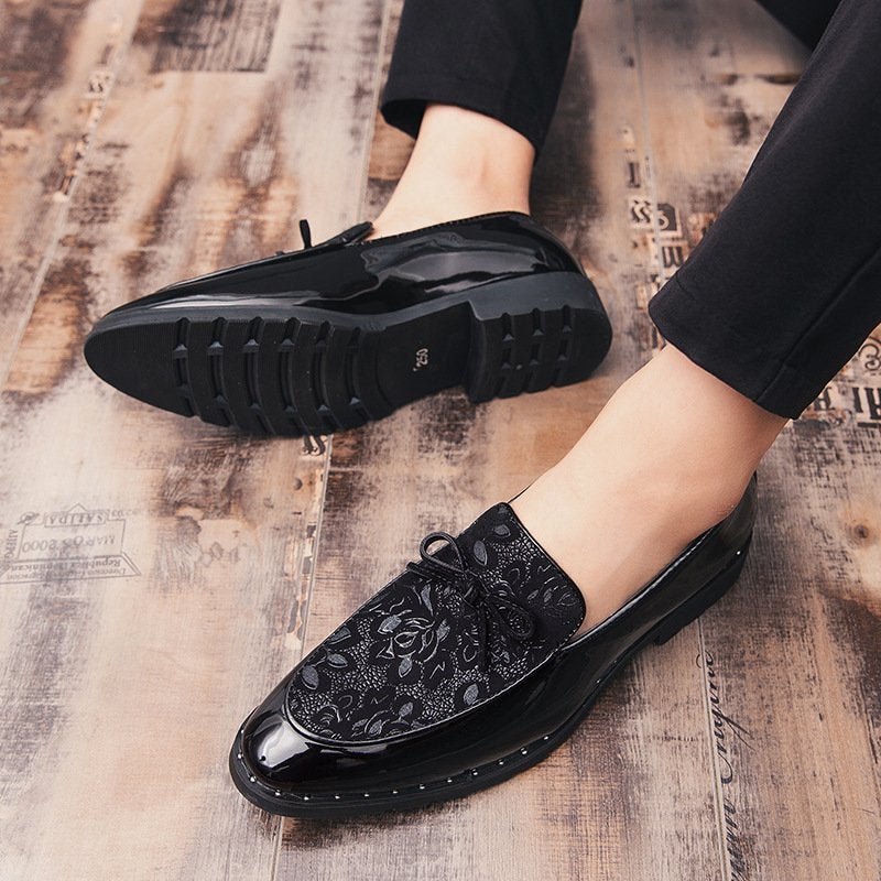 Printed Reflective Shiny Fashion Trendy Men's Leather Shoes