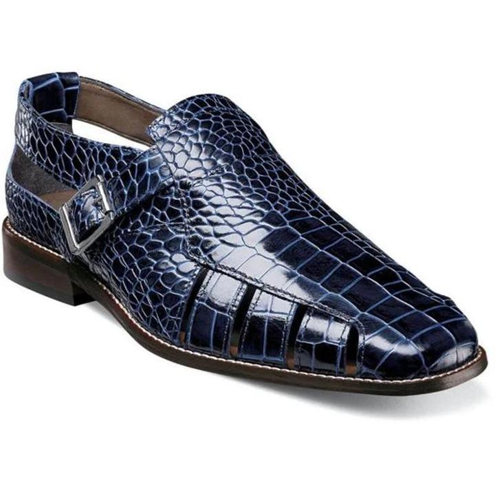 Casual Crocodile Print Leather Fisherman Sandals