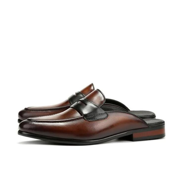 Men's Leather Half Drag British Lazy Shoes