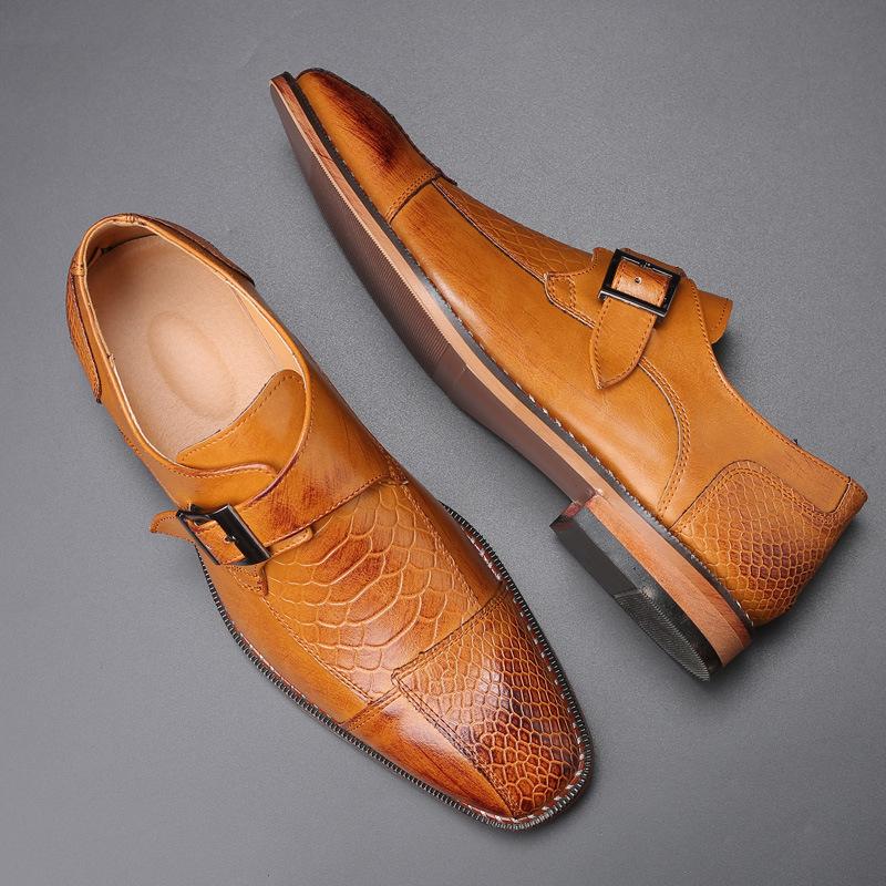 Men's Leather Shoes With Belt Buckle