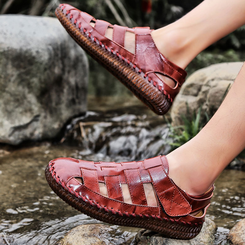 Men's Hand Stitching Outdoor Leather Dress Sandals