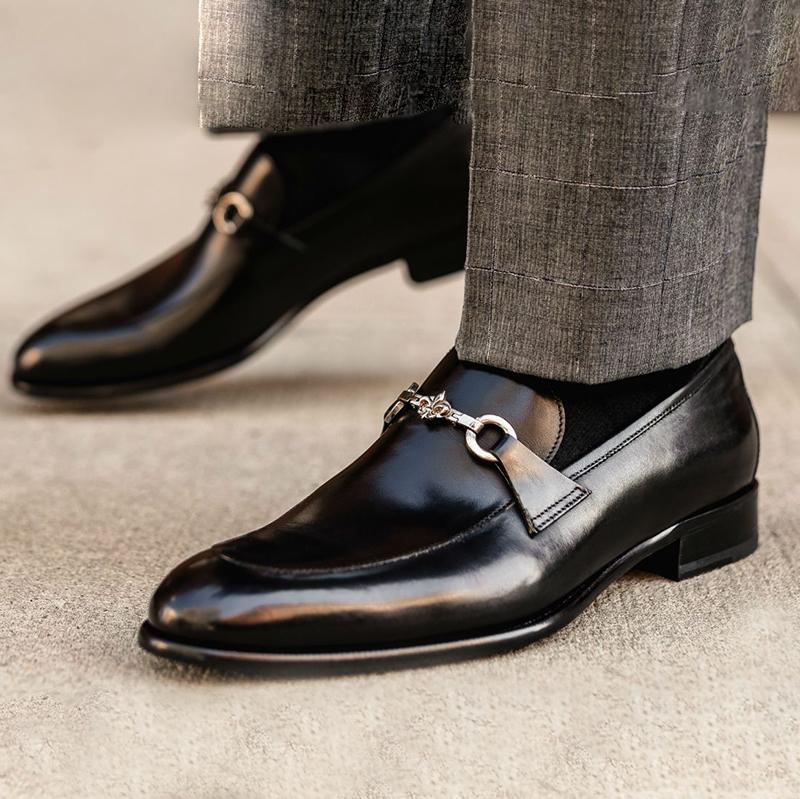 Double Buckle Red Men's Classic Leather Shoes