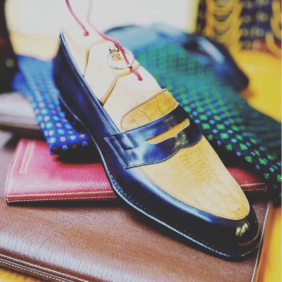 Men's Luxury Handmade Stitching Color-Block Penny Loafers