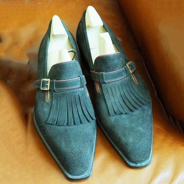 Suede Tessel Buckle Dress Shoes