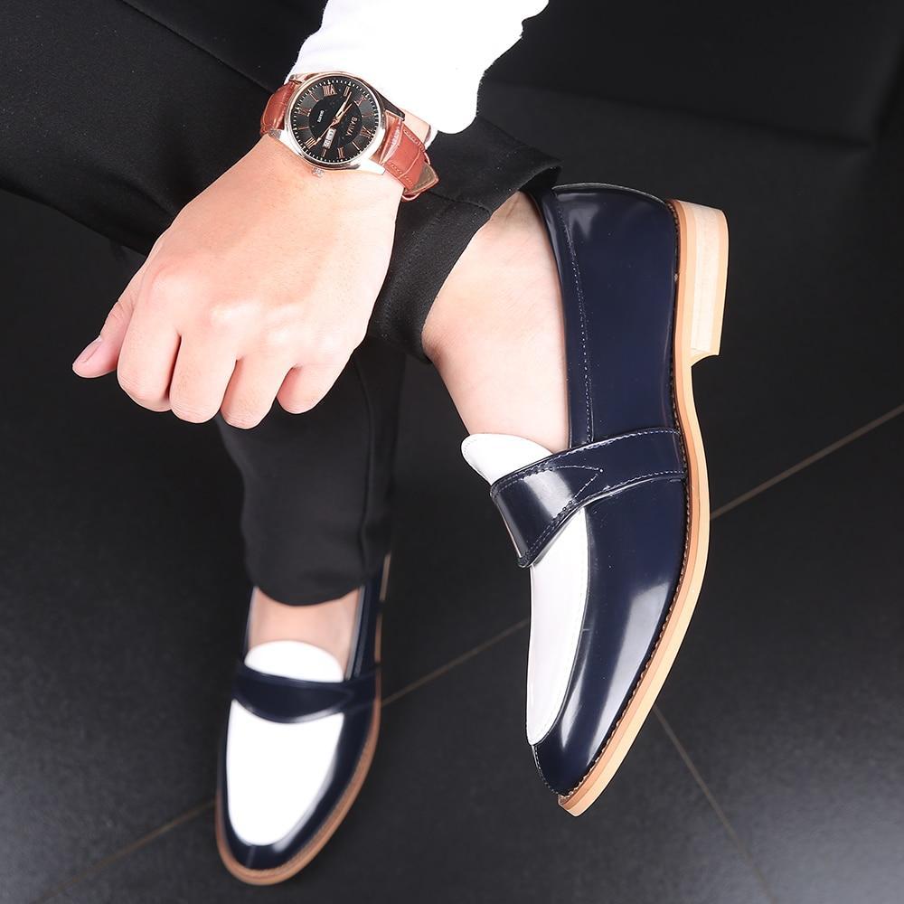 Men Dress Shoes Luxury Leather Slip-on Flat Loafers Formal Shoes