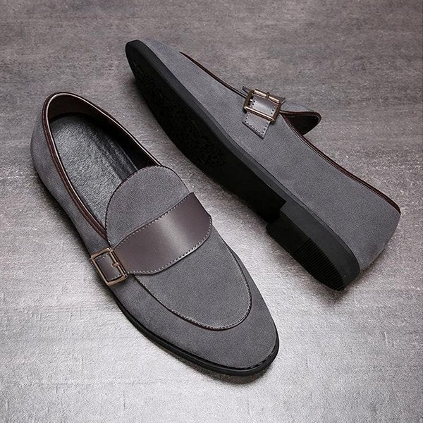 Men Suede Buckle Slip On Shoe