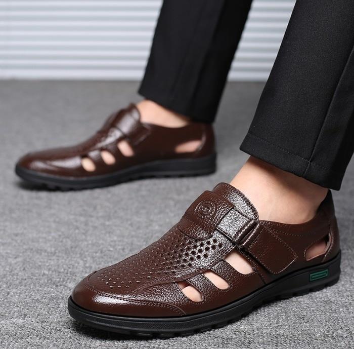 Men's Leather Roman Sandals Slippers