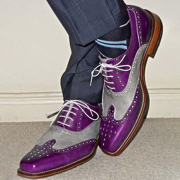 Handmade Custom Men's Casual Purple Leather Shoes