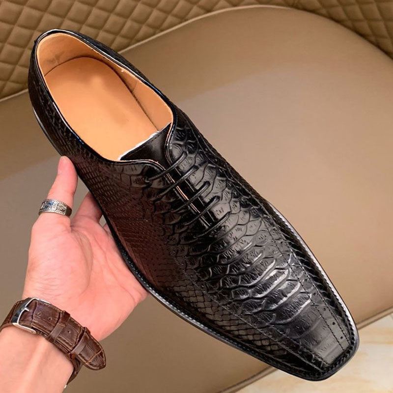 Retro Crocodile Pattern Formal Leather Business Style Men Shoes