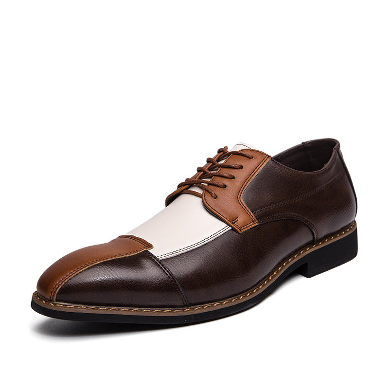 Men's Formal Dress Fashion Contrast Color Business Leather Shoes