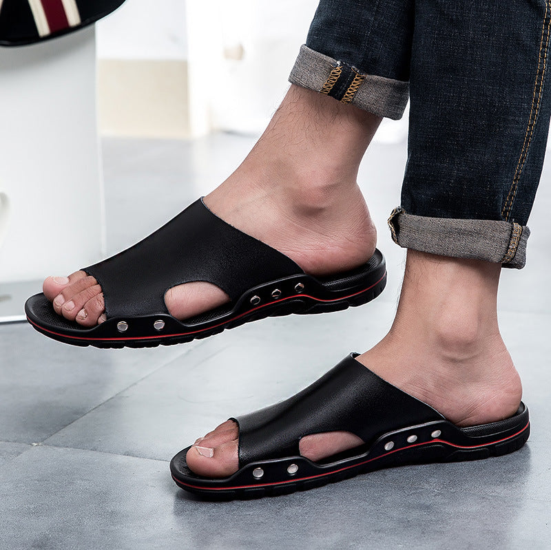 Men's Lightweight Outdoor Leather Slippers