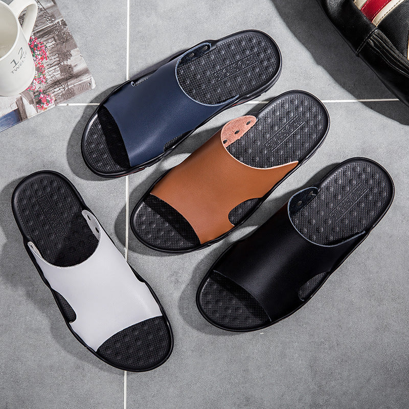 Men's Lightweight Outdoor Leather Slippers