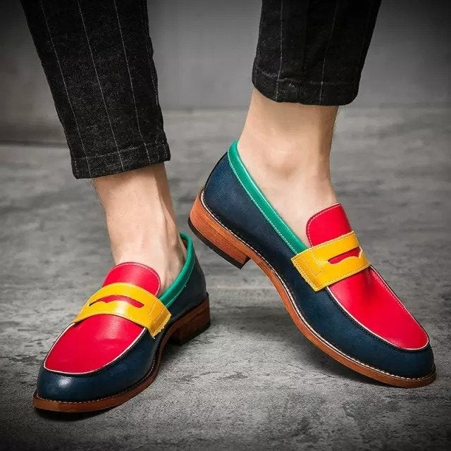 Color Mask Classic Fashion Handmade Male Loafers