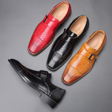 Men's Leather Shoes With Belt Buckle